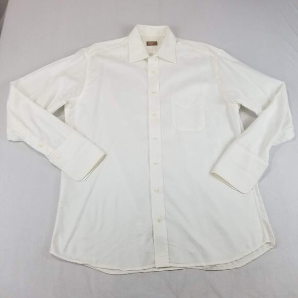 Gitman Gold Shirt Mens 16.5 34 White Herringbone French Cuff Long Sleeve USA - Picture 2 of 10